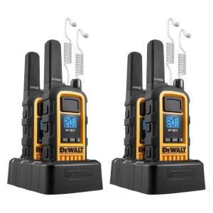 DEWALT DXFRS800 FRS Walkie Talkies Long Range 2 Way Radio, 2 Watt, Waterproof & Rechargeable, 2 Pack(with Headsets)