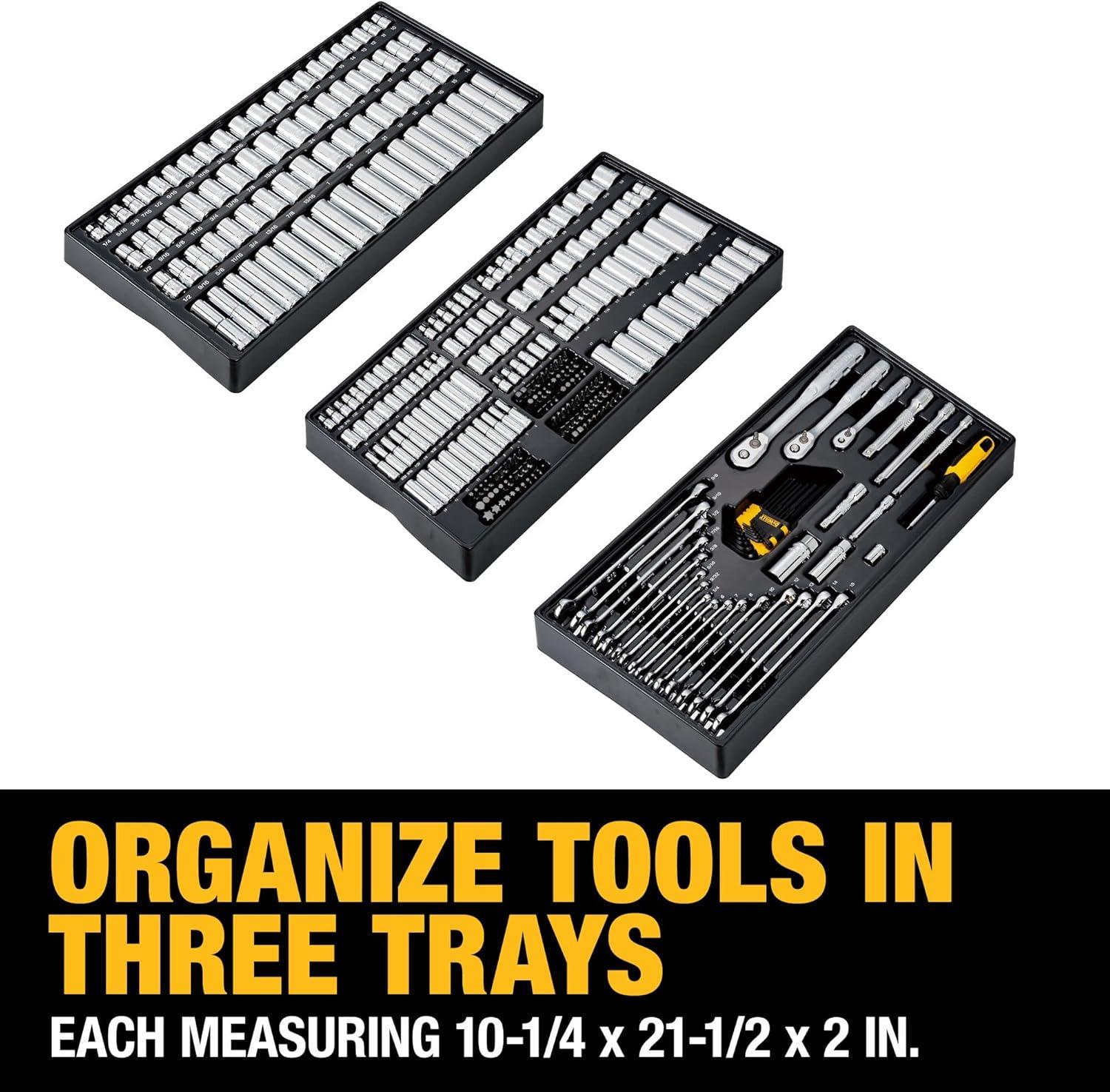 imageDEWALT Mechanics Tool Set 14 38 12 Drive Tools Sockets and Ratchets 200 Piece DWMT45007341 Piece Set