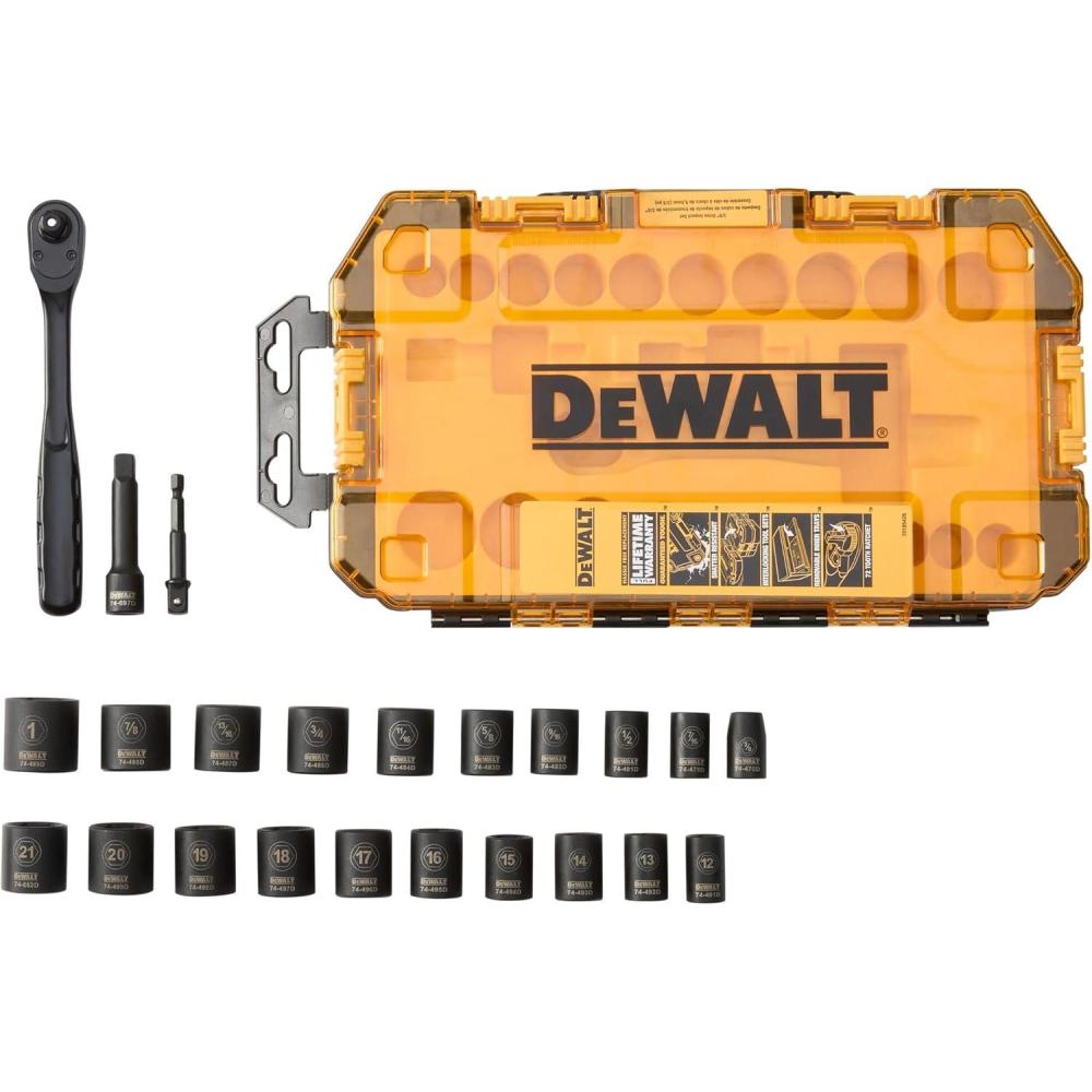 imageDEWALT DWMT74738 Tough Box 23 PC 38 Drive Impact Socket Set23 Piece Set