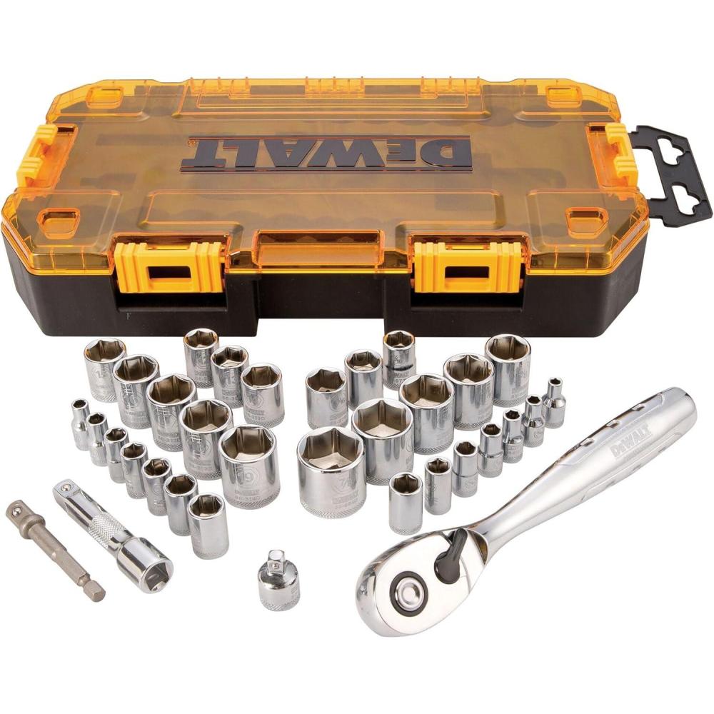 imageDEWALT Socket Set 14Inch amp 38Inch Drive SAEMetric 34Piece DWMT73804