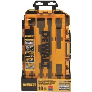 DEWALT Impact Driver Socket Set with Impact Extensions and Drill Adapters, Metric, 10-Piece, 3/8″ and 1/2″ Drive (DWMT74741)
