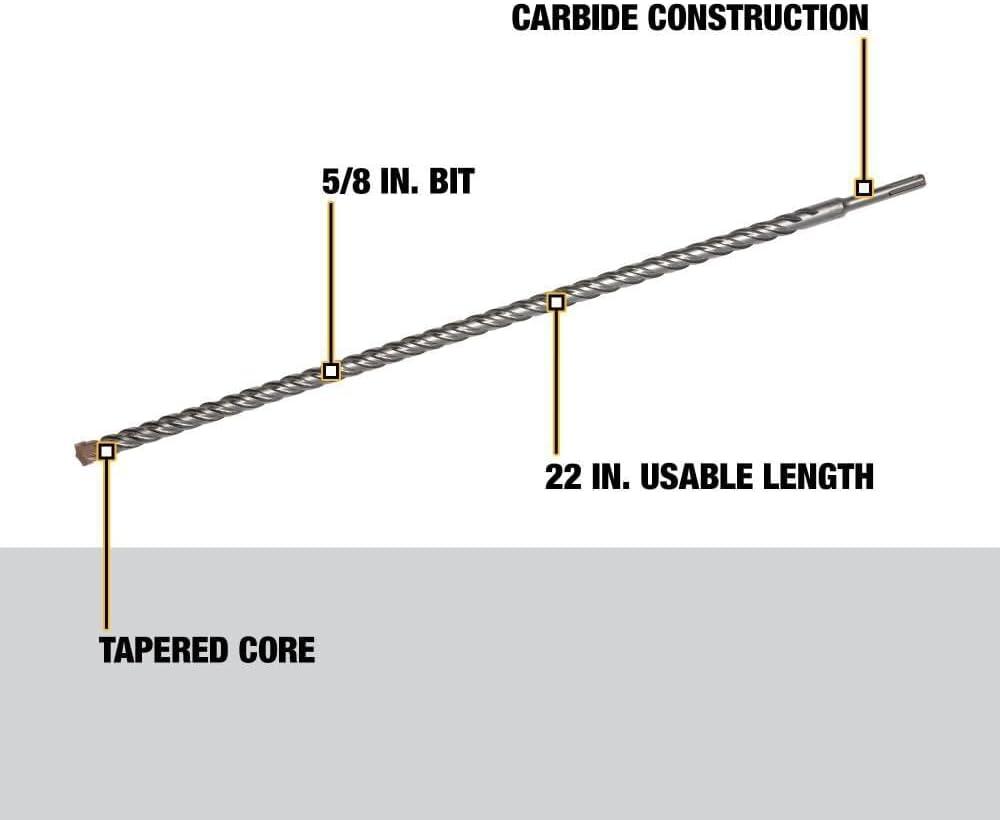 imageDEWALT DW5449 58Inch by 22Inch by 24Inch ROCK CARBIDE SDS Plus Hammer BitOne Size