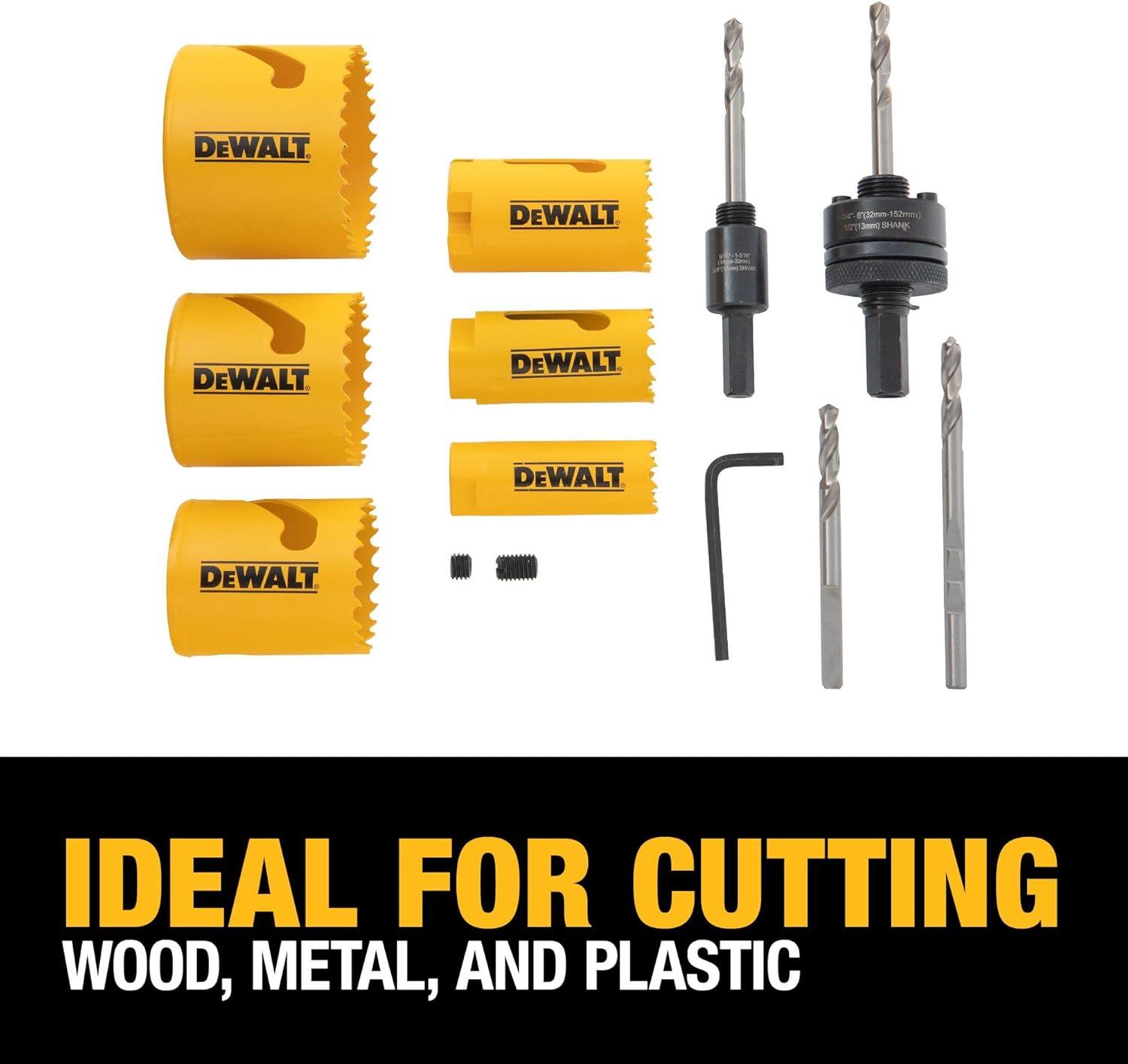 imageDEWALT Hole Saw Kit Standard Electricians Set BiMetal D180002 Yellow
