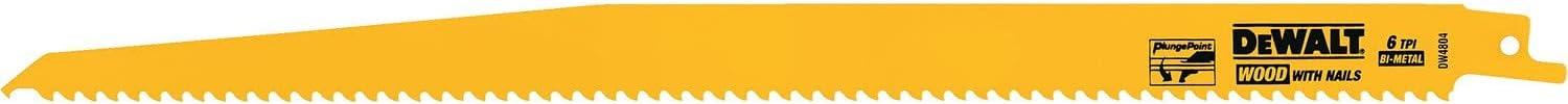 imageDW4804 6 TPI Taper Back BiMetal Reciprocating Saw Blade 1212 inch