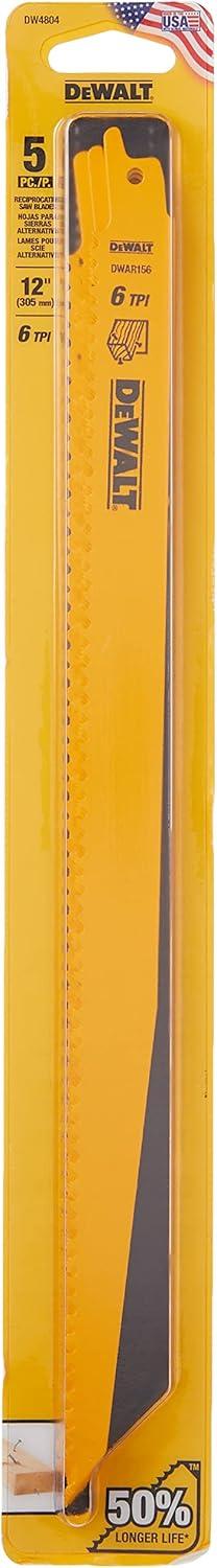 imageDW4804 6 TPI Taper Back BiMetal Reciprocating Saw Blade 1212 inch
