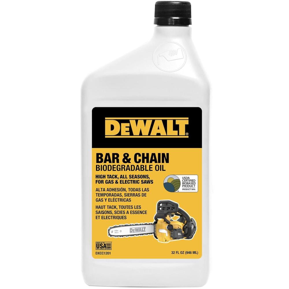 imageDEWALT  Biodegradable Bar amp Chain Oil  Green EcoFriendly NonToxic Professional Bar amp Chainsaw Lubricant  Ultraclean AllSeason Oil for Gas Electric Saw and Pole Saw 16 oz32 oz Case of 2