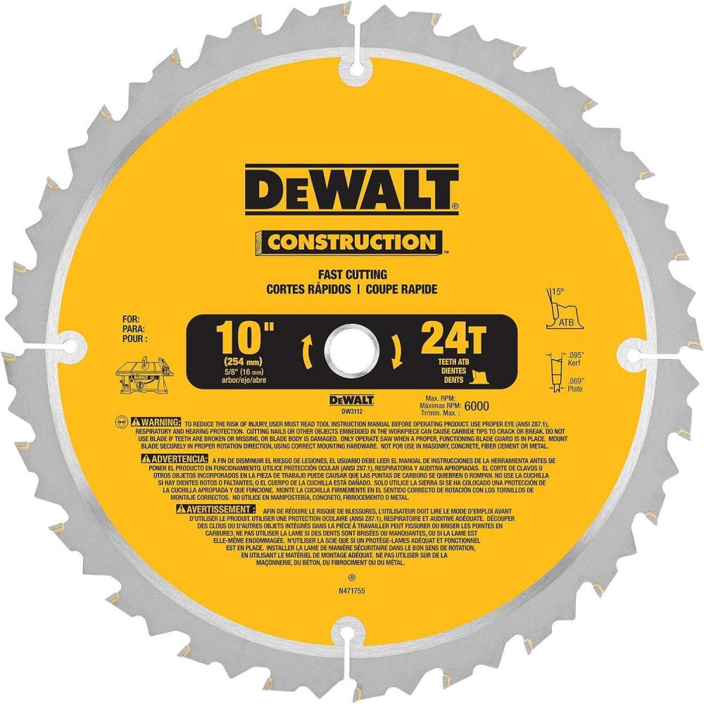 imageDEWALT 10Inch Miter  Table Saw Blade ATB Thin Kerf 58Inch Arbor 40Tooth DW311424Tooth