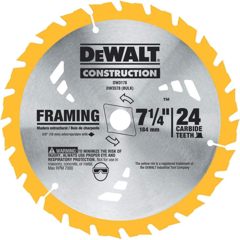 imageDEWALT Circular Saw Blade 7 14 Inch 18 Tooth Demolition Wood Cutting DW3591B10
