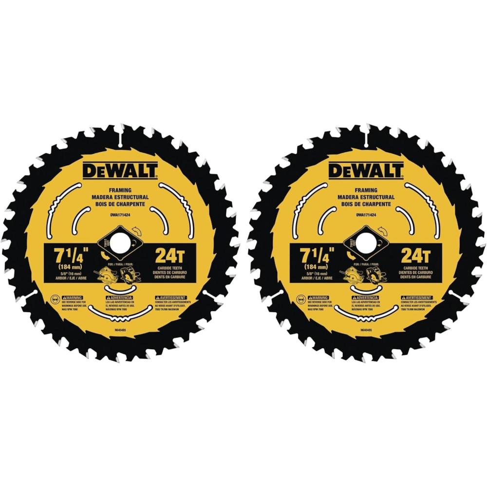 imageDEWALT Circular Saw Blade 7 14 Inch 18 Tooth Wood Cutting DW3192One Size Pack of 2