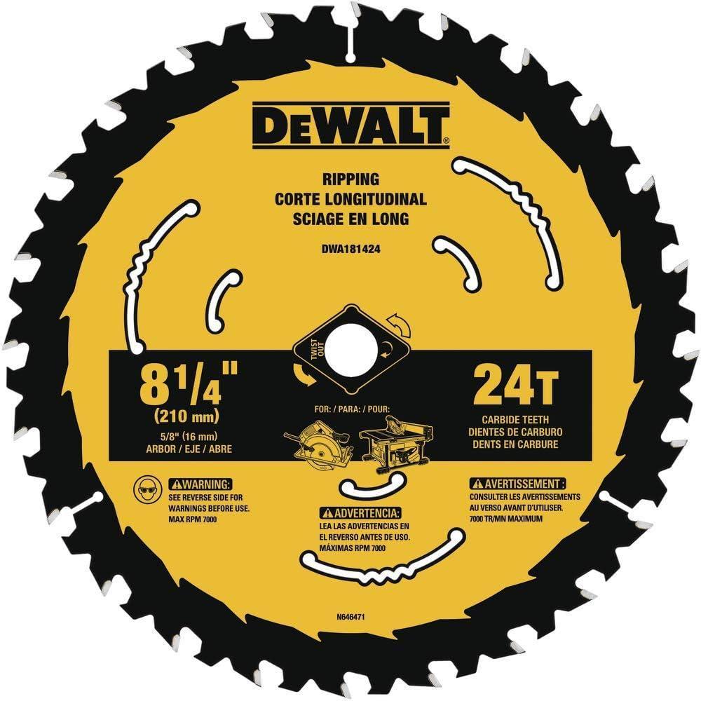 imageDEWALT Circular Saw Blade 8 14 Inch 24 Tooth Framing amp Ripping DWA181424New