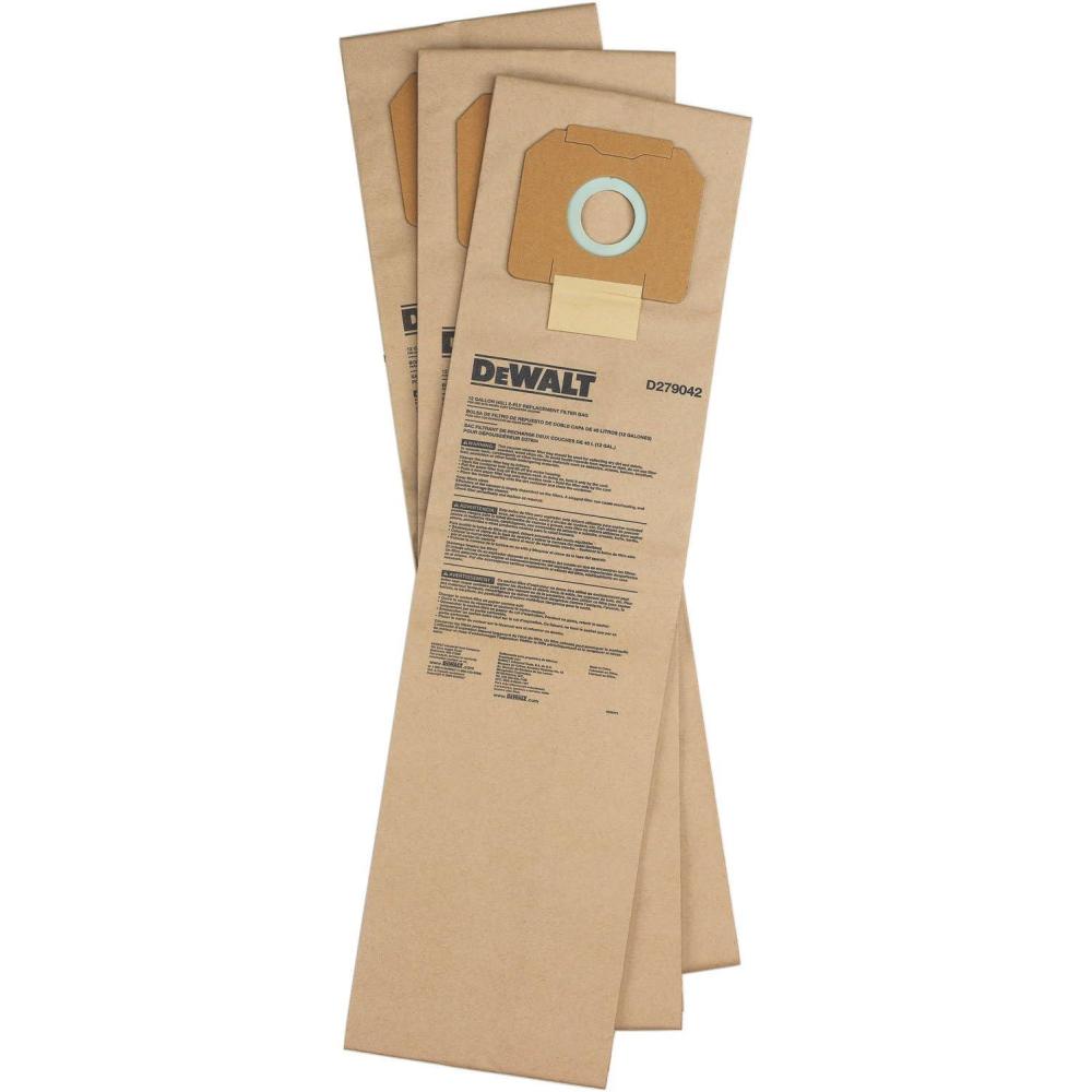 imageDEWALT D279042 Paper Filter Bag for D27904 Dust Extractor 3Pack  Brown
