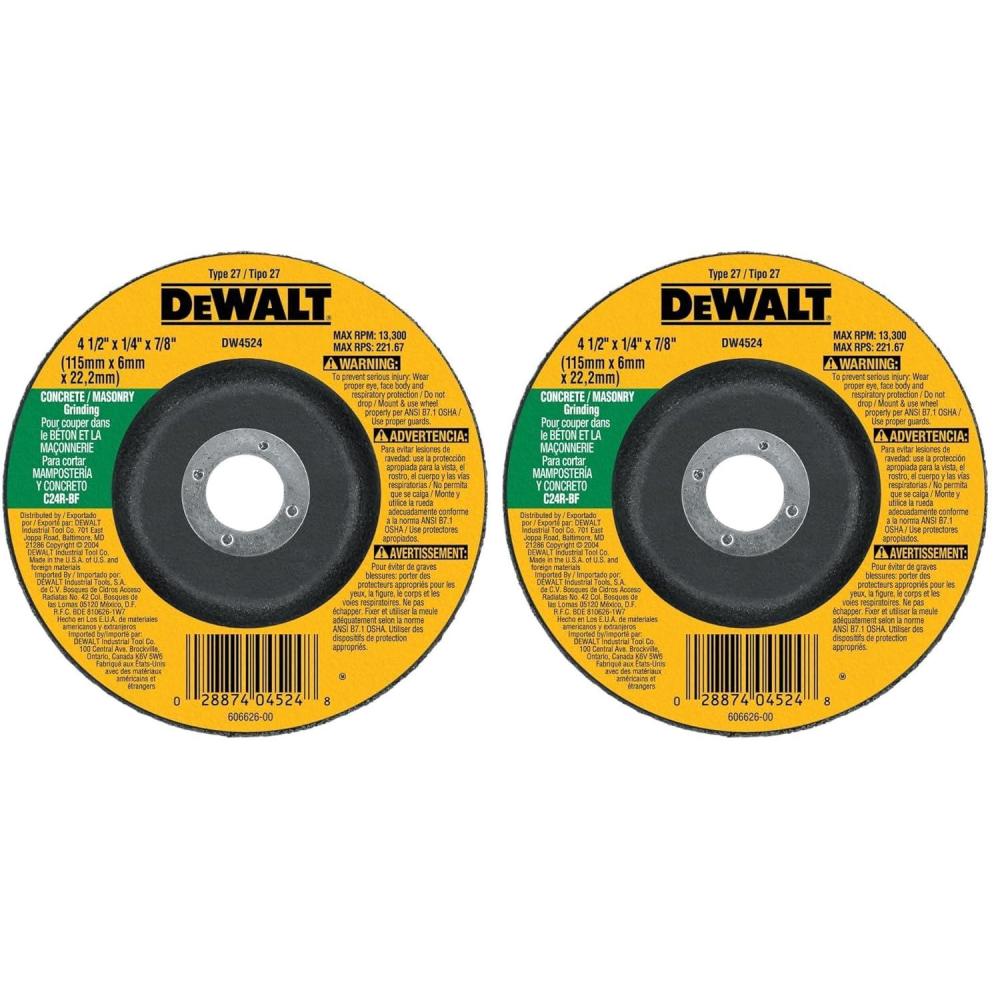 imageDEWALT DW4524 412Inch by 14Inch by 78Inch ConcreteMasonry Grinding Wheel1 Count Pack of 2