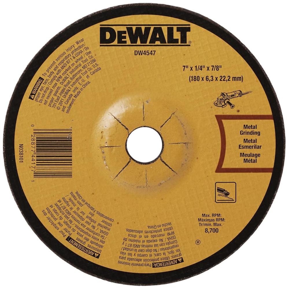 imageDEWALT DW4547 7Inch by 14Inch High Performance Fast Metal Grinding Wheel 78Inch Arbor1 Count Pack of 1