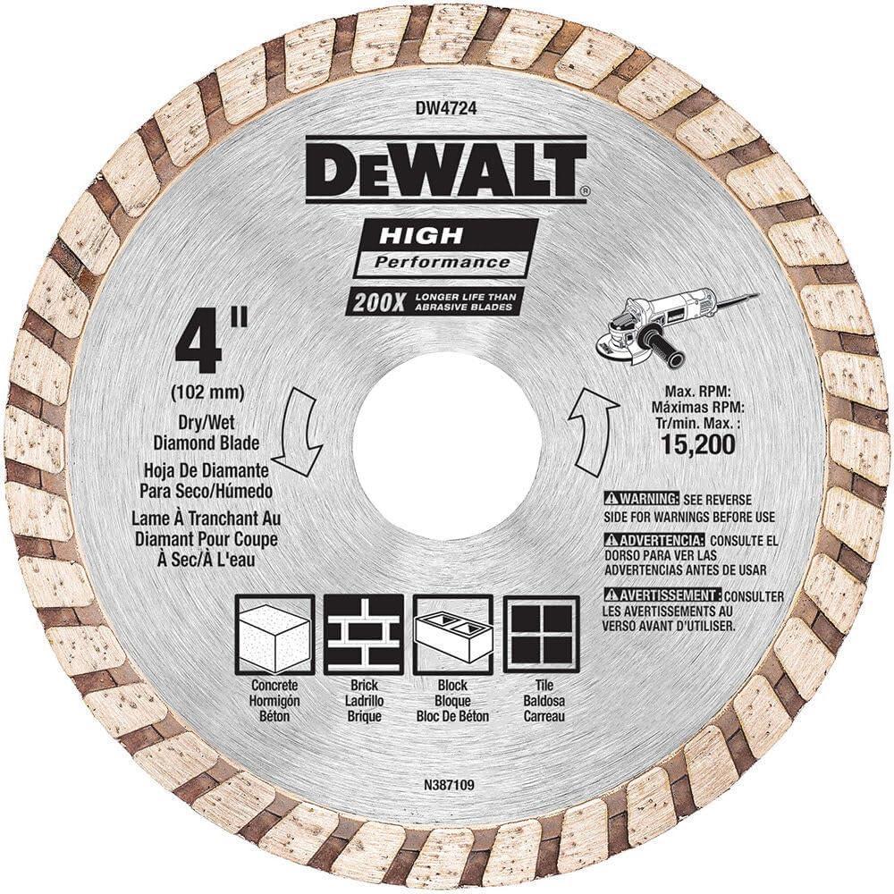 imageDEWALT DW4724B 4Inch High Perf Masonry Blade 10Pack