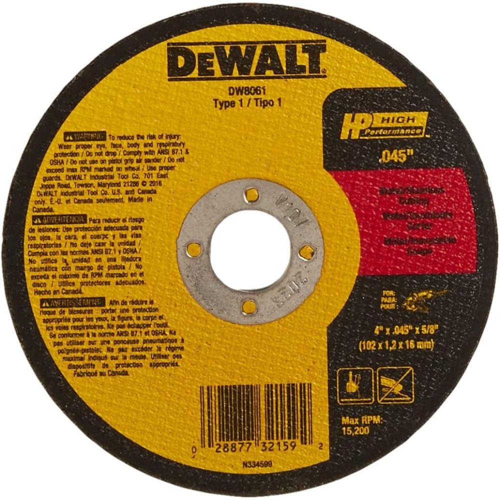 imageDEWALT DW8061 4Inch by 045Inch by 58Inch A60T Abrasive MetalINOX Cutting Wheel
