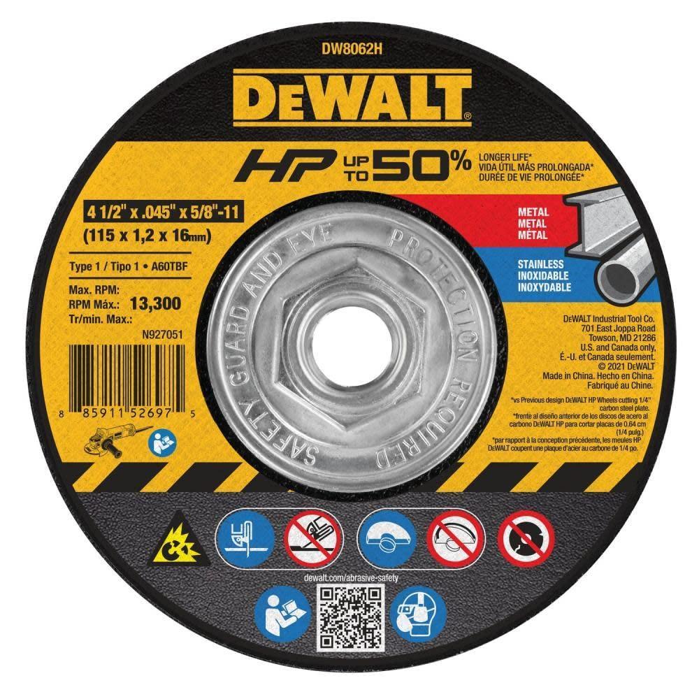 imageDEWALT DW8062H 412 X 045 X 5811 HP Type 1 Cutting Wheel1 Count Pack of 1