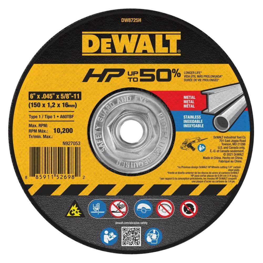 imageDEWALT DW8725H 6 x 045 x 5811 Hp Aluminum Oxide Cutoff Wheel1 Count Pack of 1