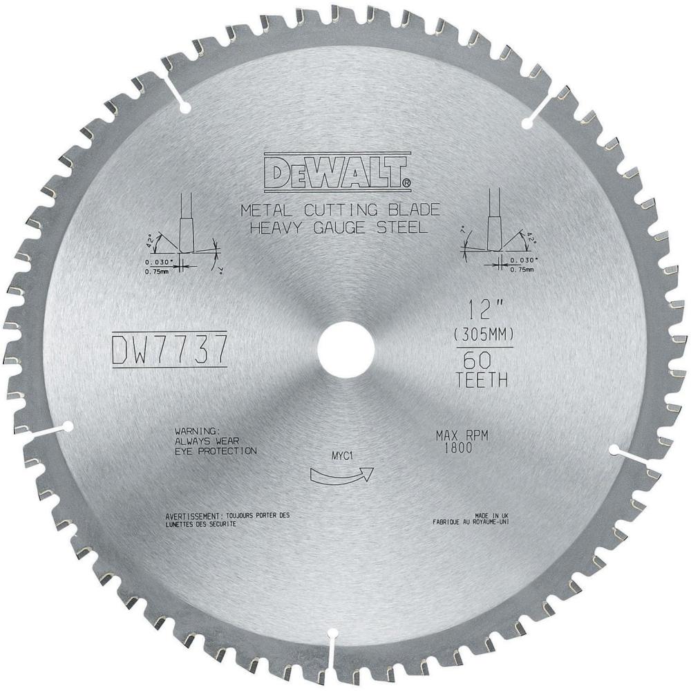 imageDEWALT DWA7737 60 Teeth Heavy Gauge Ferrous Metal Cutting 1Inch Arbor 12Inch60Tooth