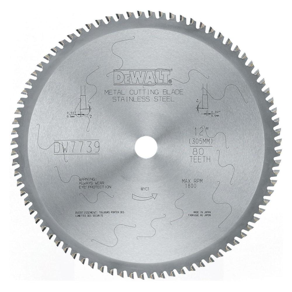 imageDEWALT DWA7739 80 Teeth Stainless Steel Metal Cutting 1Inch Arbor 12Inch Blade12  80 Teeth