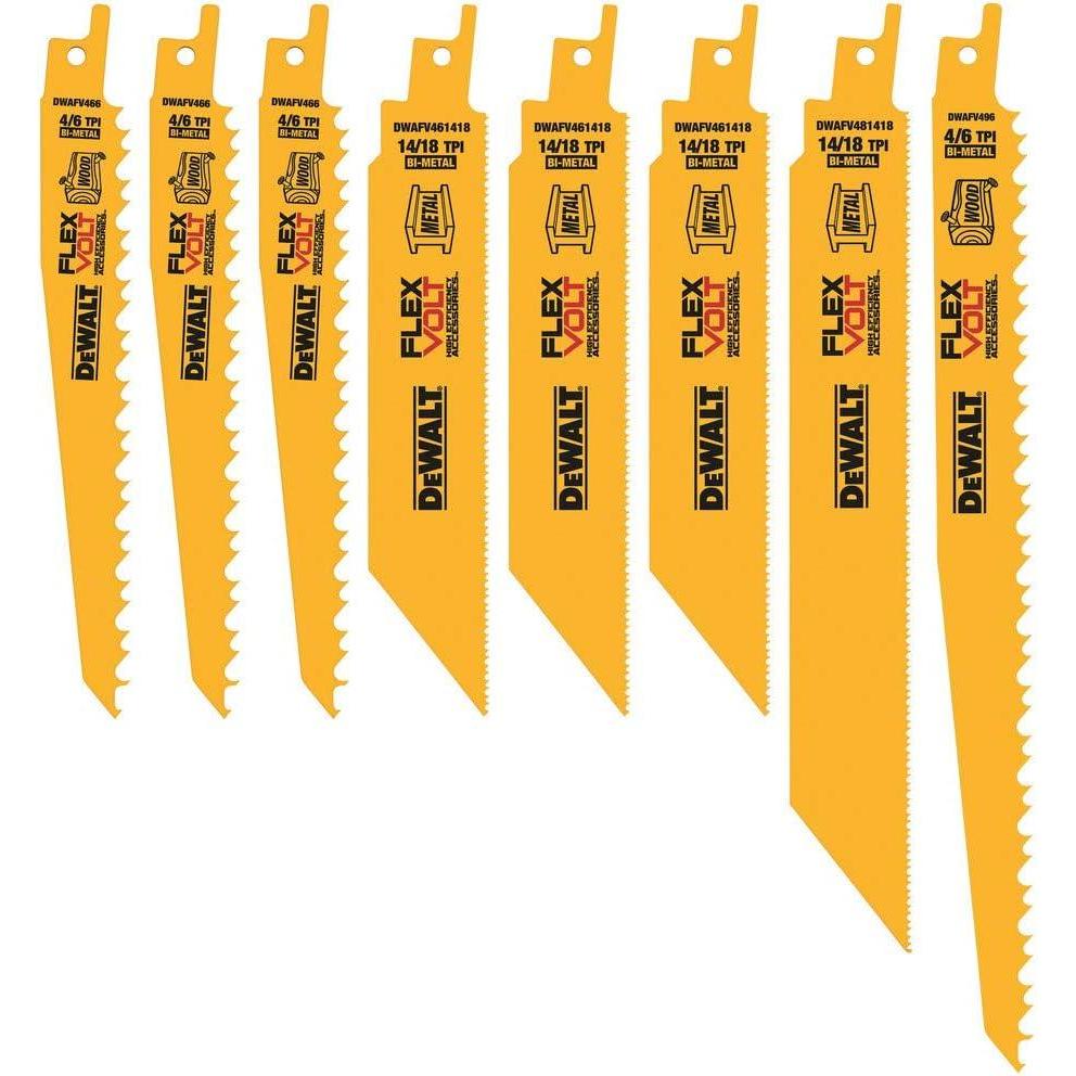 imageDEWALT DWAFV48SET FLEXVOLT Reciprocating Saw Blade Set 8 Piece8Piece