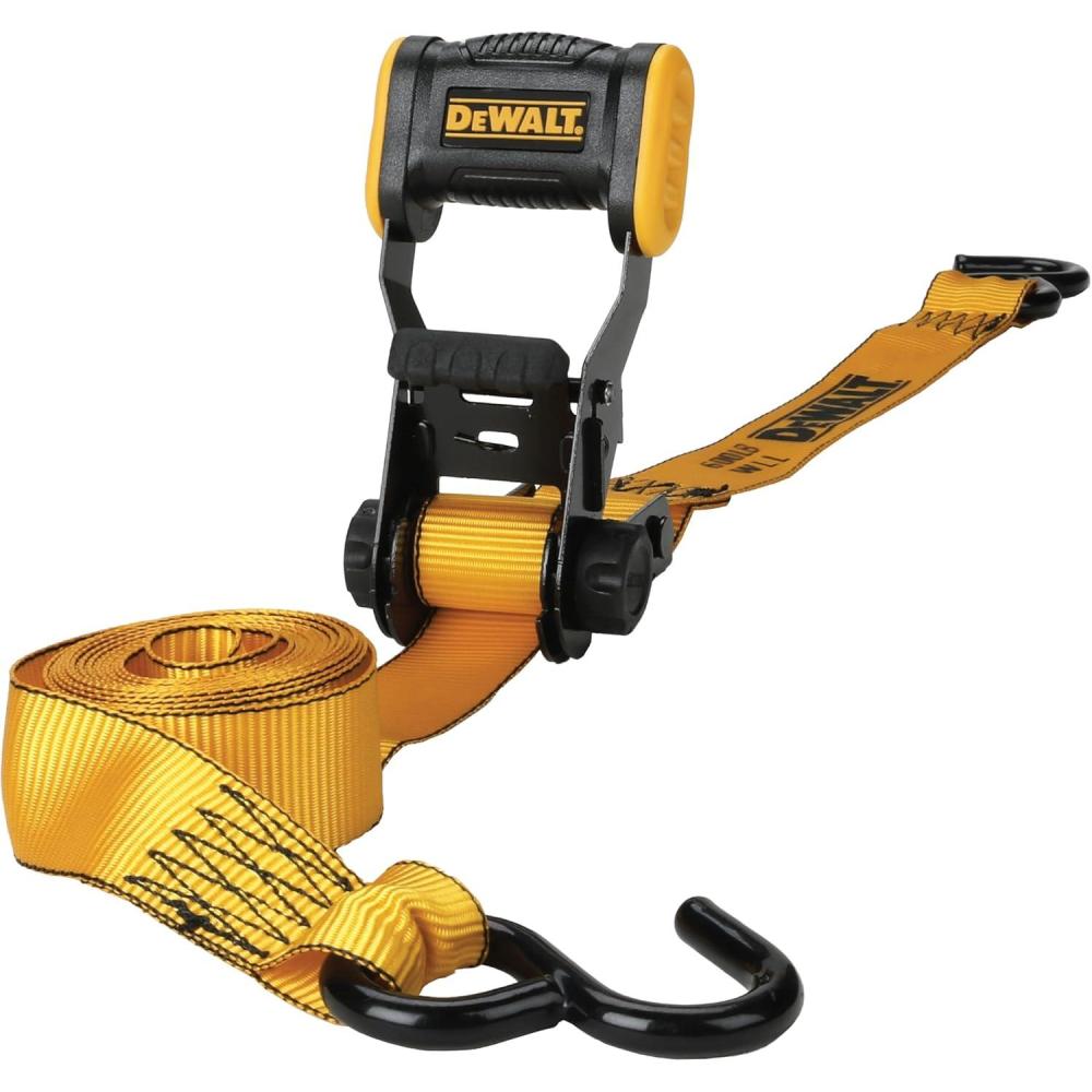 imageDEWALT DXBC18002 BlackYellow 125 x 12 Ratchet Tie Down Straps  LightWeight Cargo Hauling 1800 lb Break Strength 2 PackSingle