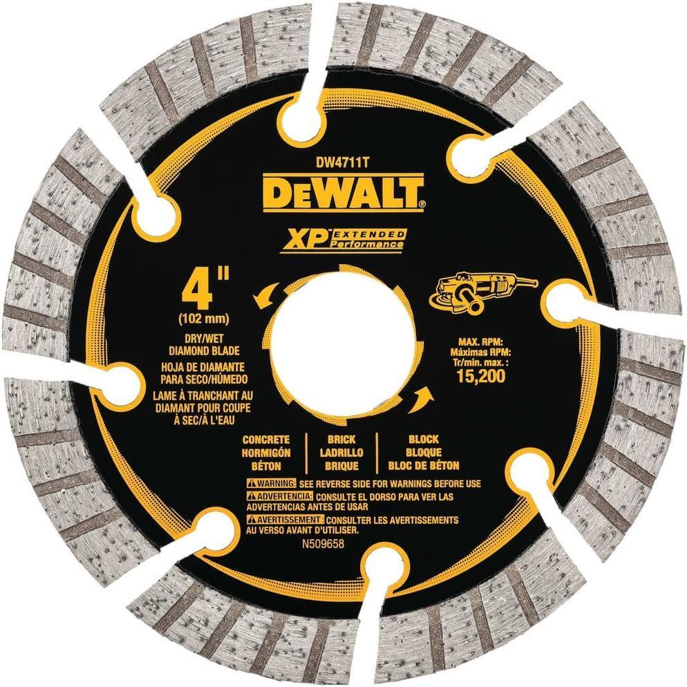 imageDEWALT Diamond Saw Blade 4 in Blade Dia 20 in Arbor Size Wet Dry Segmented Turbo Tile Saw Grinder Blade DW4711T