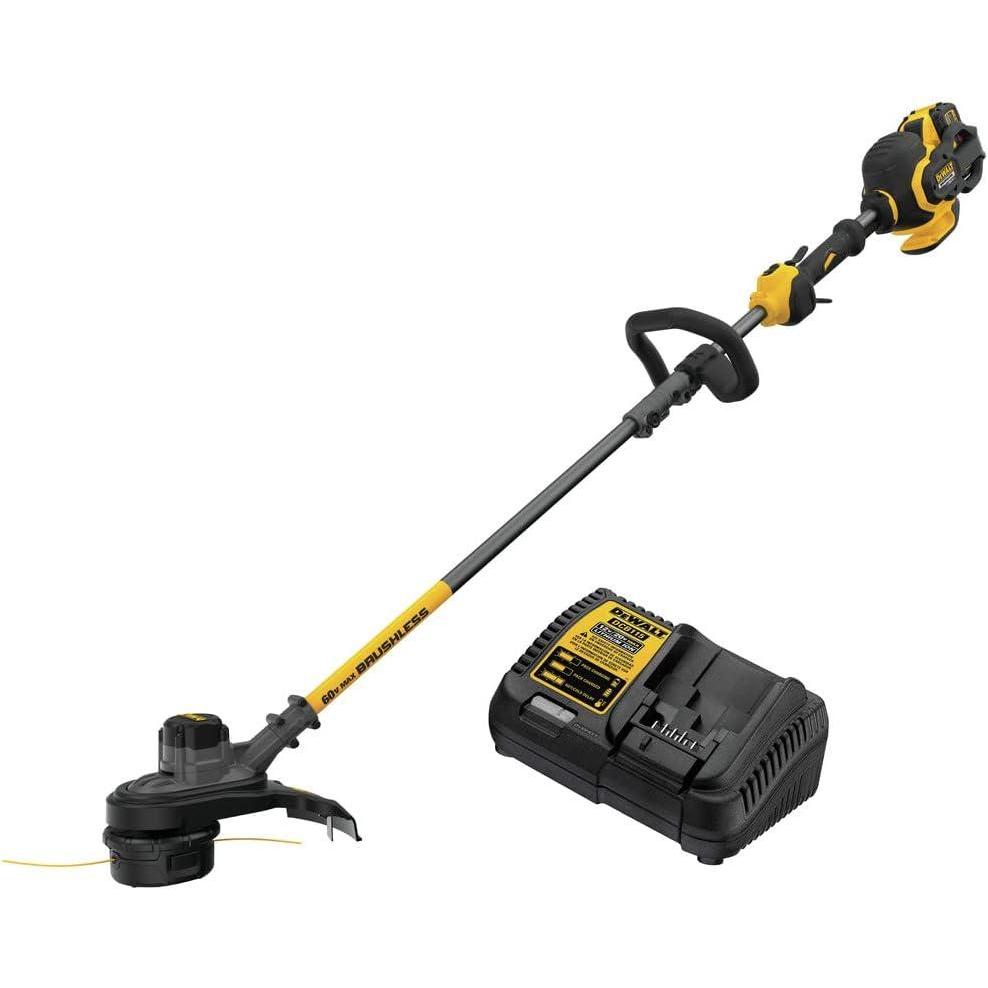 imageDEWALT FLEXVOLT 60V MAX String Trimmer Brushless Two Speed 15Inch 3Ah Battery DCST970X1String Trimmer Kit Only