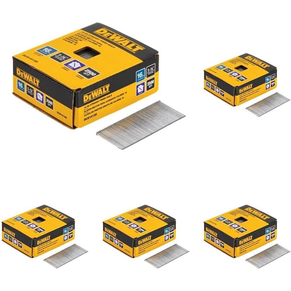 imageDEWALT Finish Nails 114Inch 16GA 2000Pack DCS16125One Size Pack of 5