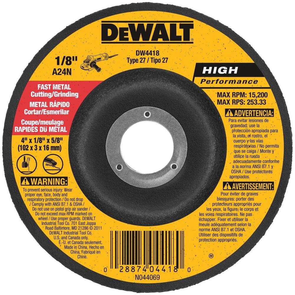 imageDEWALT General Purpose Metal Cutting Wheel 4 x 18 x 58 DW44181 Count Pack of 1