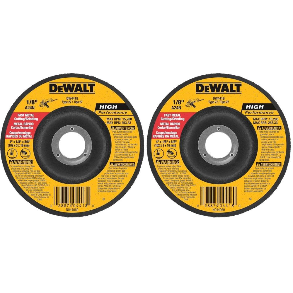 imageDEWALT General Purpose Metal Cutting Wheel 4 x 18 x 58 DW44181 Count Pack of 2