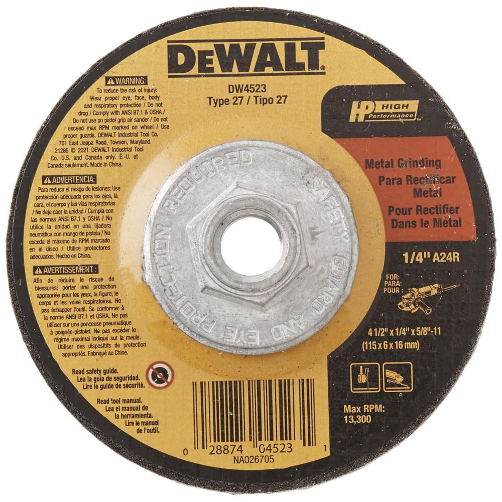 imageDEWALT Grinding Wheel General Purpose for Metal 412Inch x 14Inch x 58Inch DW45231 Count Pack of 1