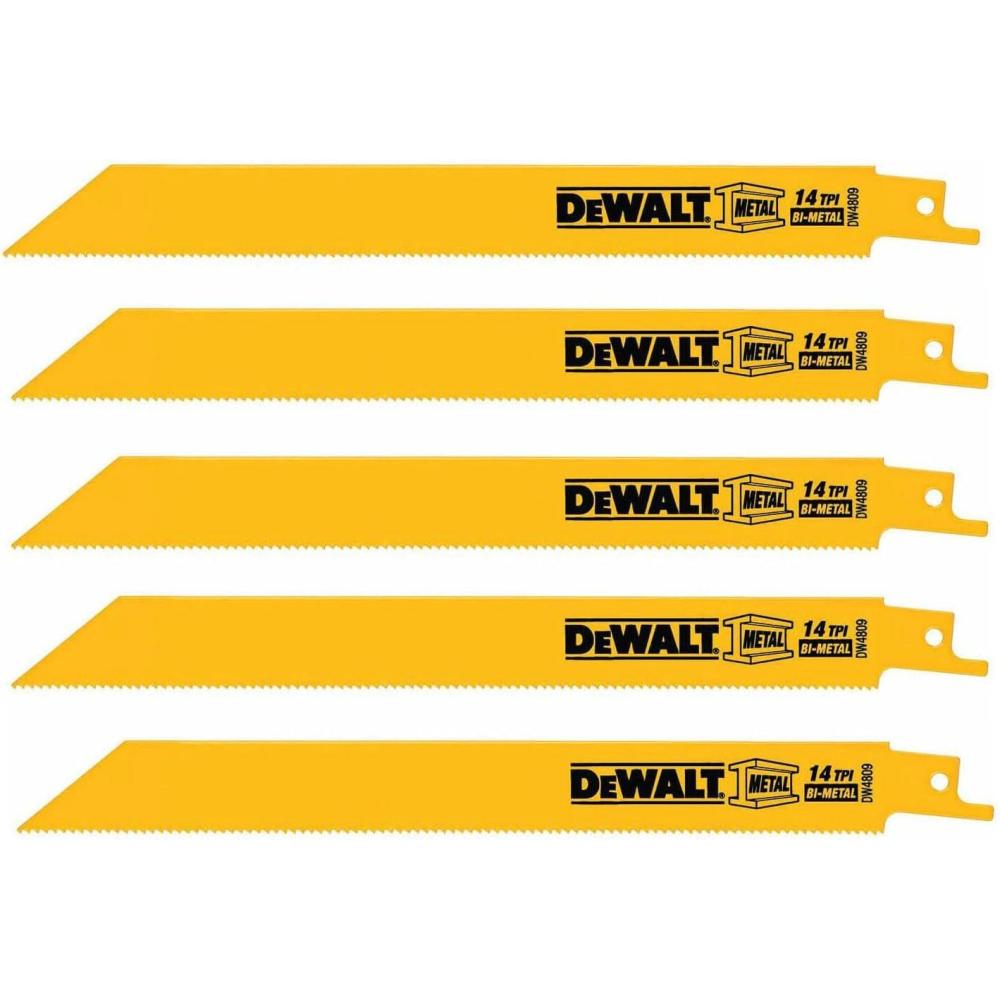 imageDEWALT Reciprocating Saw Blades Straight Back 8Inch 14 TPI 5Pack DW4809Single