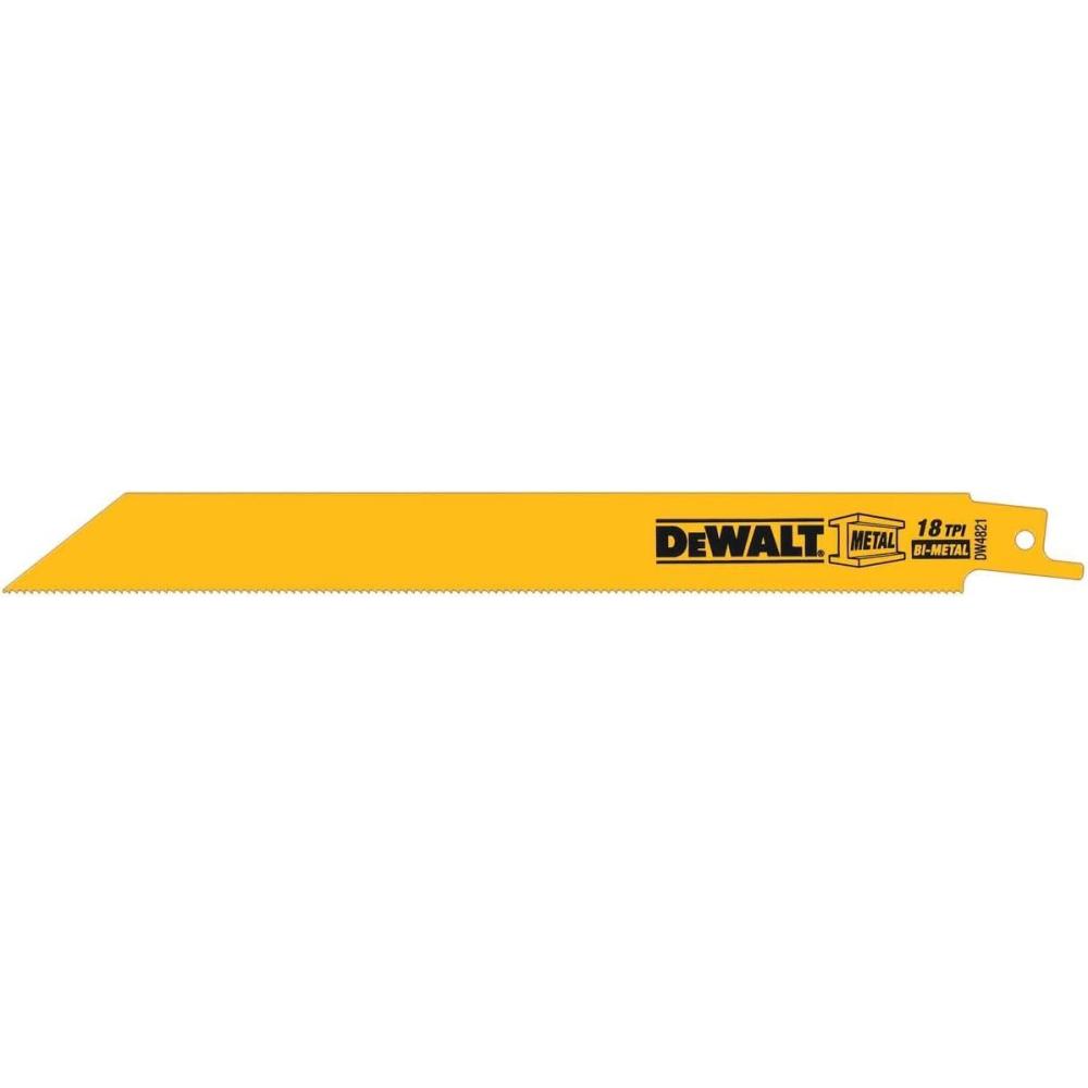 imageDEWALT Reciprocating Saw Blades Straight Back BiMetal 8Inch 18 TPI 5Pack DW4821100pack