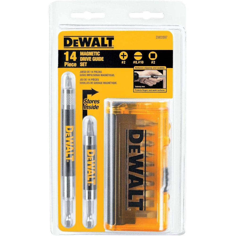 imageDEWALT Screwdriver Bit Set Magnetic Drive Guide 14Piece Pack of 1 DW2097CS1 Count Pack of 1