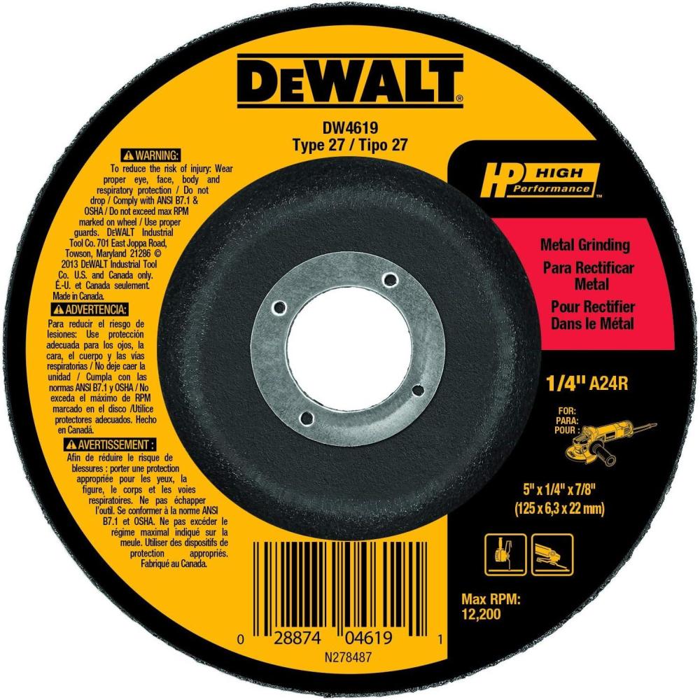imageDeWalt DW4619 5 x 14 x 78 General Purpose Metal Grinding Wheel