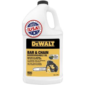 DEWALT – Biodegradable Bar & Chain Oil – Green, Eco-Friendly, Non-Toxic Professional Bar & Chainsaw Lubricant – Ultraclean All-Season Oil for Gas, Electric Saw, and Pole Saw, 16 oz(1 Gallon)