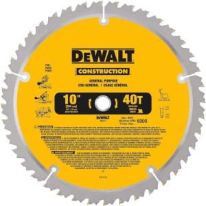 DEWALT 10-Inch Miter / Table Saw Blade, ATB, Thin Kerf, 5/8-Inch Arbor, 40-Tooth (DW3114)(40-Tooth)