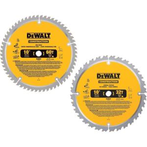 DEWALT 10-Inch Miter Saw Blades/Table Saw Blades, 2-Blade Combo, 60-Tooth & 32-Tooth Pack (DW3106P5)