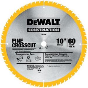 DEWALT 10-Inch Miter/Table Saw Blade, Fine Finish, 60-Tooth, 2-Pack (DW3106P5D60I)(One Size)