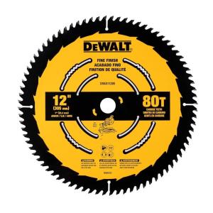 DEWALT 12 Inch 80T Carbide Circular Saw Blade, Fine Finish Saw Blade (DWA11280)(One Size)