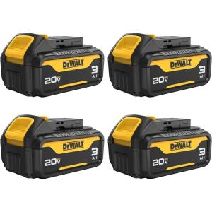 DEWALT 20V MAX Battery with LED Charge Indicator, 3 Amp Hour, 4 Pack (DCB200-4)(20V MAX)