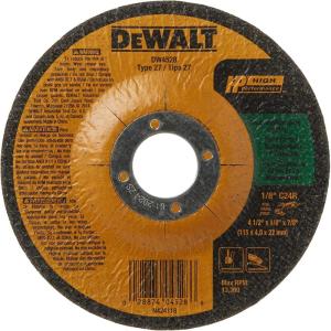 DEWALT 4-1/2″ Cut Off Wheel, Concrete/Masonry, 4-1/2″ x 1/8″ x 7/8″ (DW4528) , Yellow