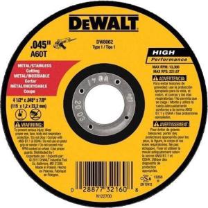 DEWALT 4-1/2 Inch Cut-Off Wheel, Angle Grinder Cutting Disc, Aluminum Oxide Grit, General Purpose, Black, Yellow, 5-Pack (DW8062B5)