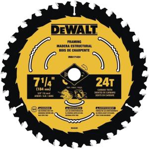 DEWALT Circular Saw Blade, 7 1/4 Inch, 24 Tooth, Framing (DW3578B3)(New)
