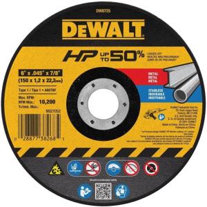 DEWALT Cutting Wheel 6 in. x .040 in. x 7/8 in., Abrasive Blade, A60 Medium Grit (DW8725)
