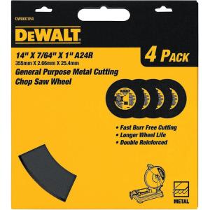 DEWALT Cutting Wheel for Chop Saw, Metal Cutting, 14-Inch (DW8001B4), 4 count