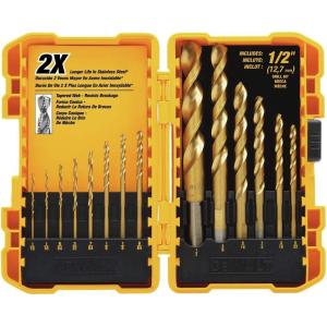 DEWALT DW1341 14-Piece Titanium Nitride Speed Tip Drill Bit Set