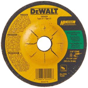 DEWALT DW4429 4-Inch by 1/4-Inch by 5/8-Inch Concrete/Masonry Grinding Wheel(One Size)