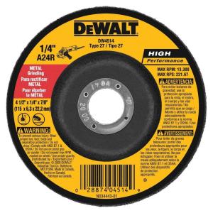 DEWALT DW4514 1/4″ Thick Grinding Wheel with 4-1/2″ Diameter and 7/8″ Arbor(1 Count (Pack of 1))