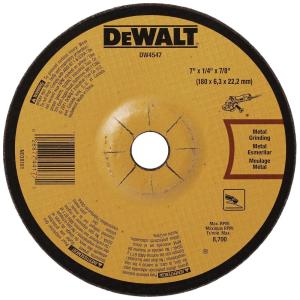 DEWALT DW4547 7-Inch by 1/4-Inch High Performance Fast Metal Grinding Wheel, 7/8-Inch Arbor(1 Count (Pack of 1))